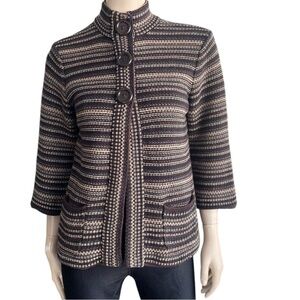 Croft & Barrow Stripped Cotton Blend Knit Cardigan​